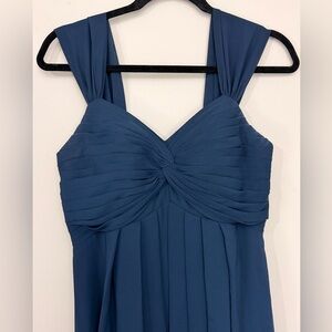 Elegant Blue Pleated Dress